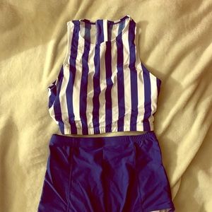 NW blue and white high waisted bathing suit